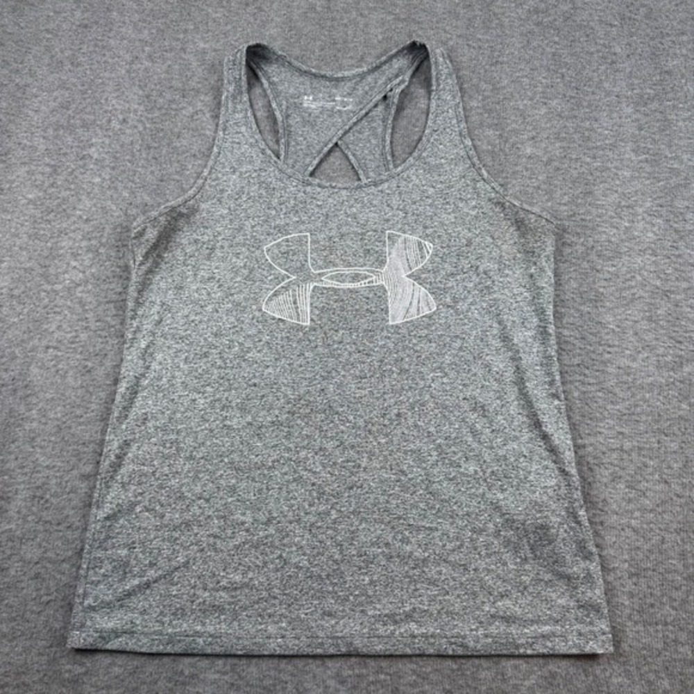 Under Armour Tank Top Women's Medium Gray HeatGear‎ Racerback NDKDVXK900710